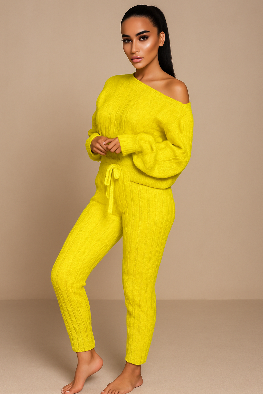 Autumn-Winter Knitted Two-Piece Tracksuit for Women