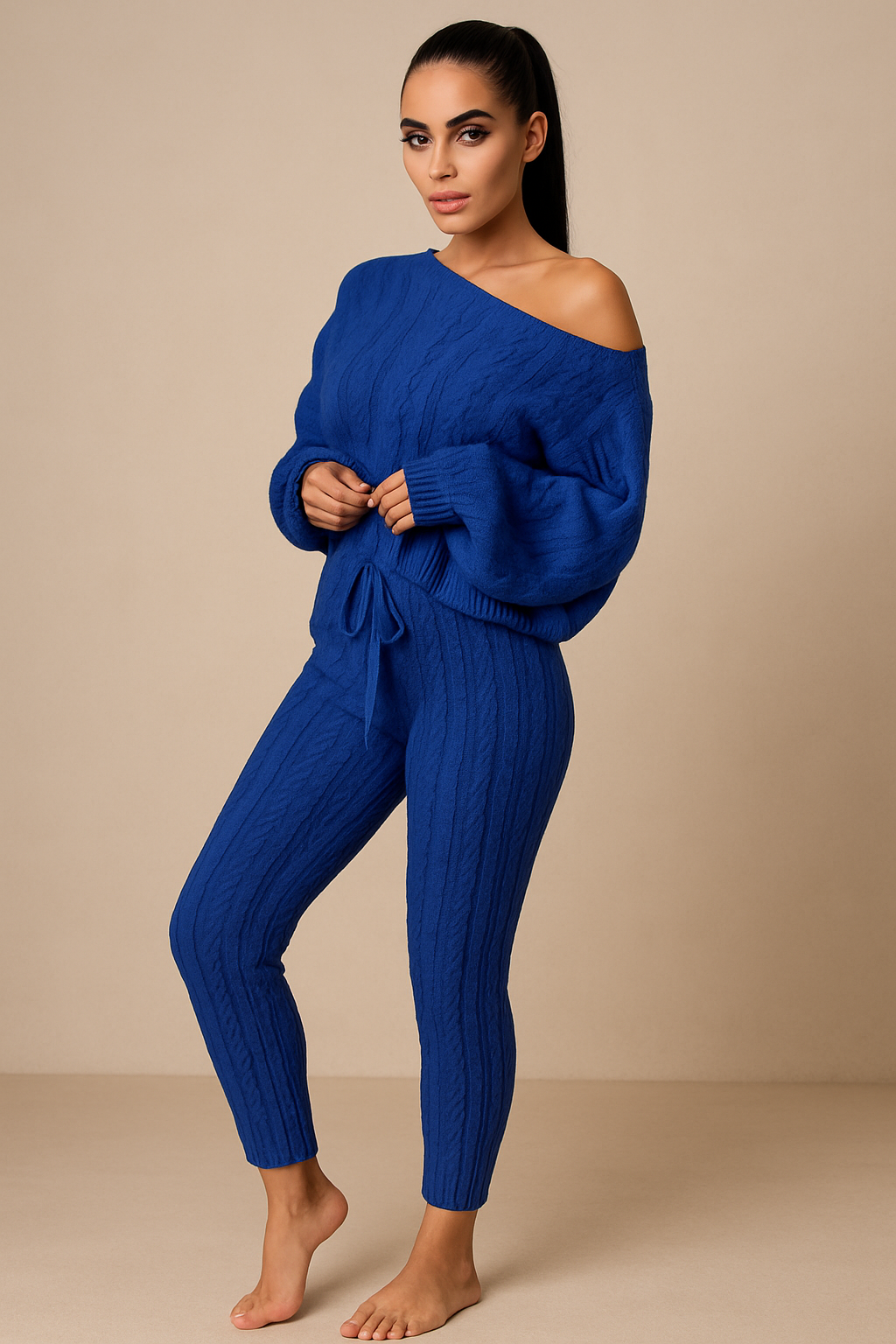 Autumn-Winter Knitted Two-Piece Tracksuit for Women