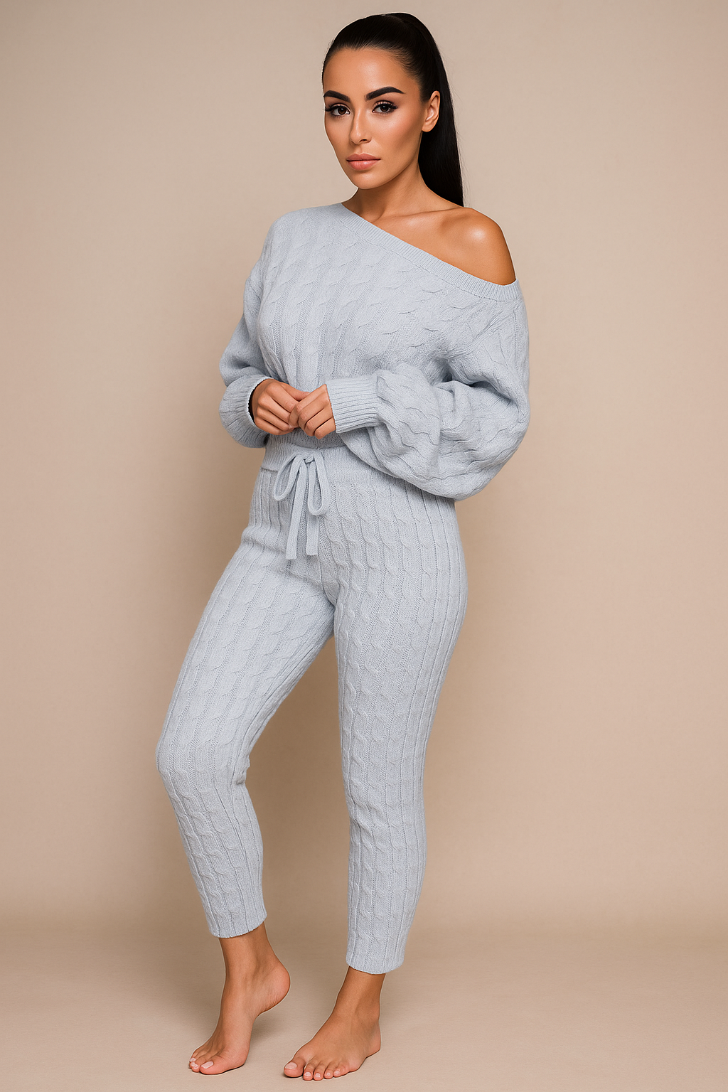 Autumn-Winter Knitted Two-Piece Tracksuit for Women