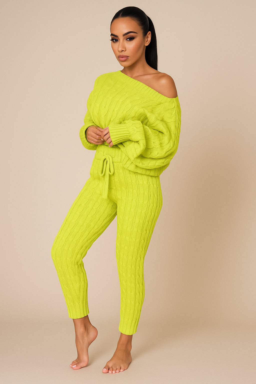 Autumn-Winter Knitted Two-Piece Tracksuit for Women