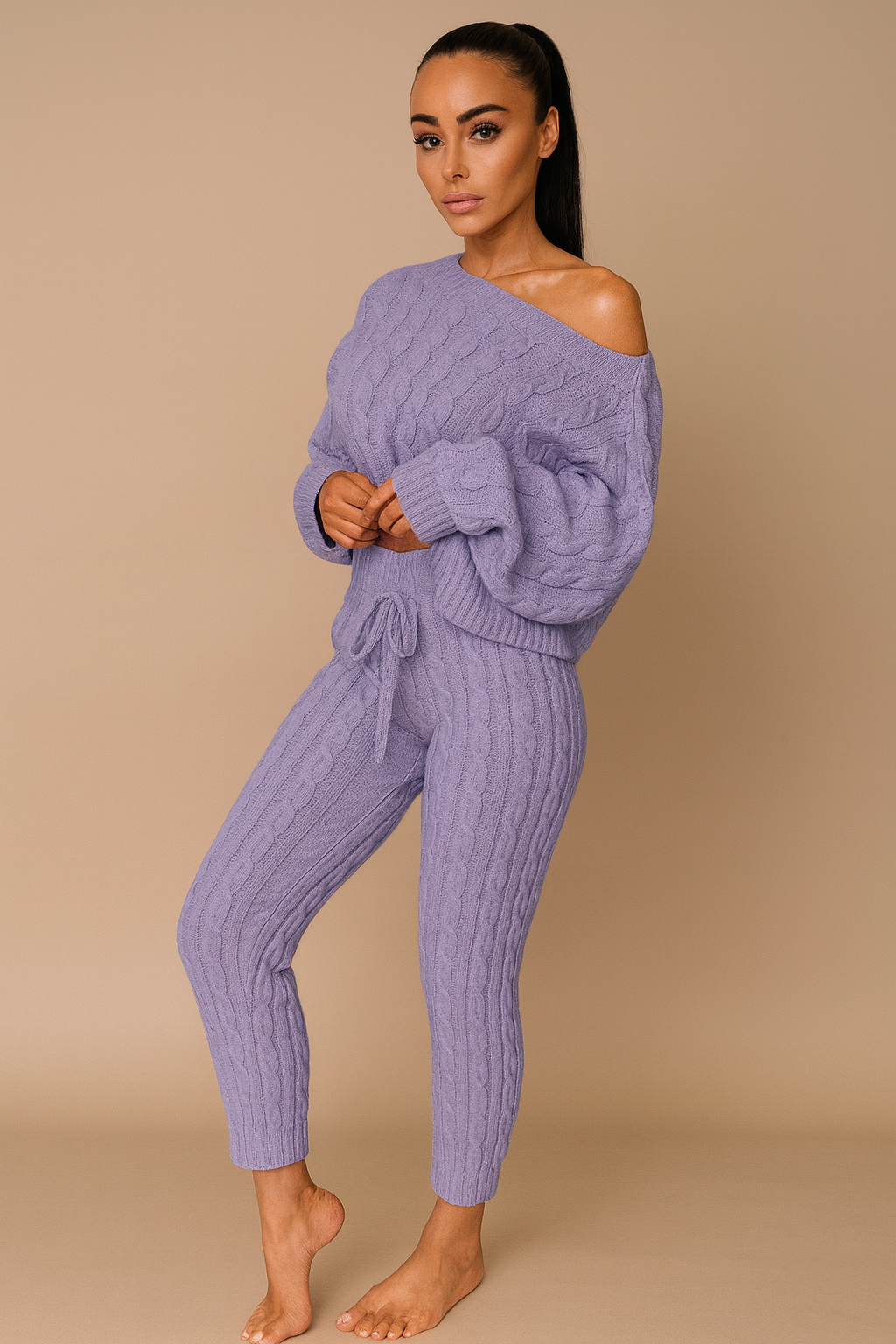 Autumn-Winter Knitted Two-Piece Tracksuit for Women