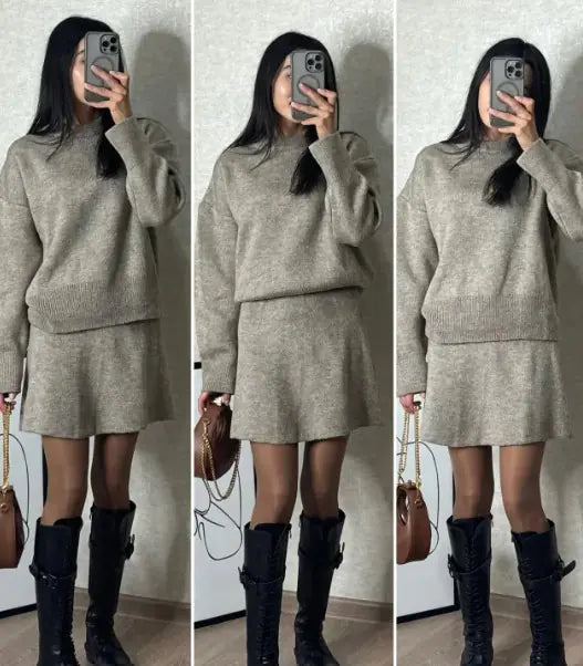 Gebreide Rok & Trui Set – Essentials